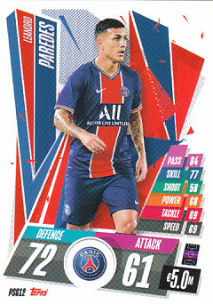 Leandro Paredes Paris Saint-Germain 2020/21 Topps Match Attax CL #PSG12